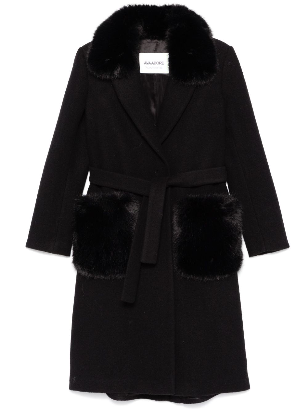 Ava Adore faux fur-trim coat - Black von Ava Adore