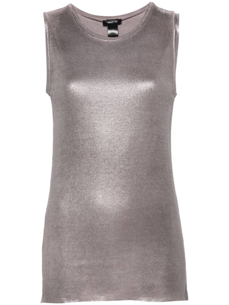 Avant Toi lamé ribbed tank top - Purple von Avant Toi