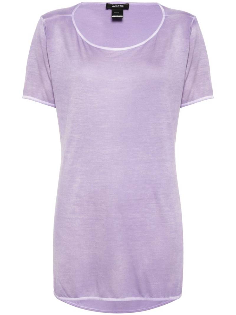 Avant Toi mélange-effect side-slit T-shirt - Purple von Avant Toi