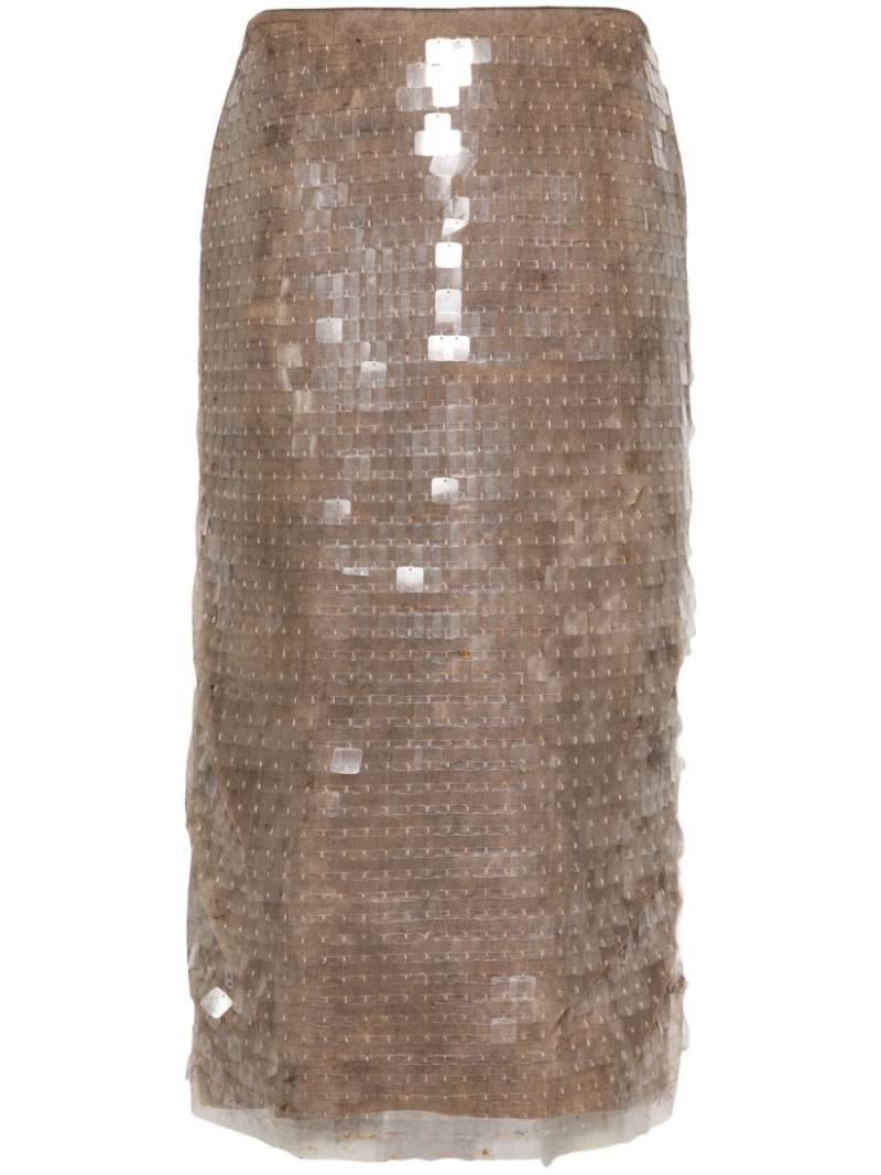 Aviù sequin-embellished midi skirt - Brown von Aviù