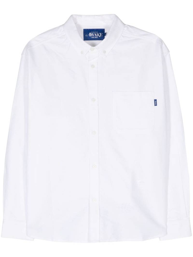 Awake NY button-down collar cotton shirt - White von Awake NY