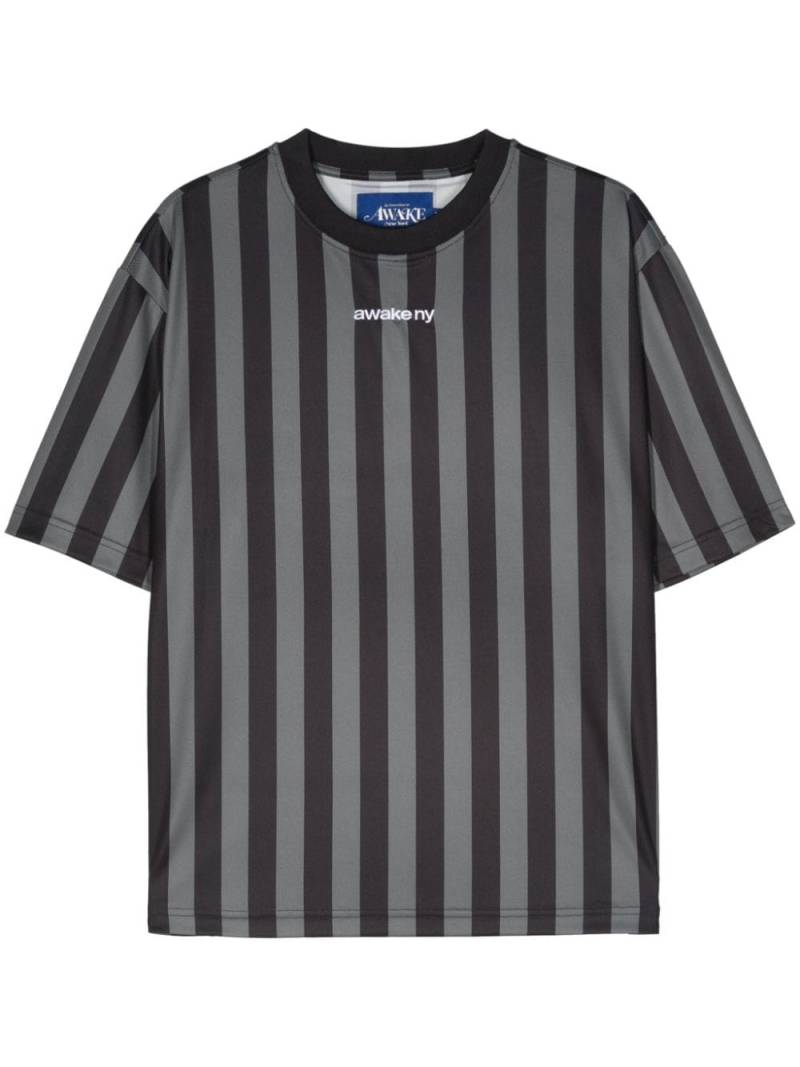 Awake NY logo-embroidered striped T-shirt - Black von Awake NY