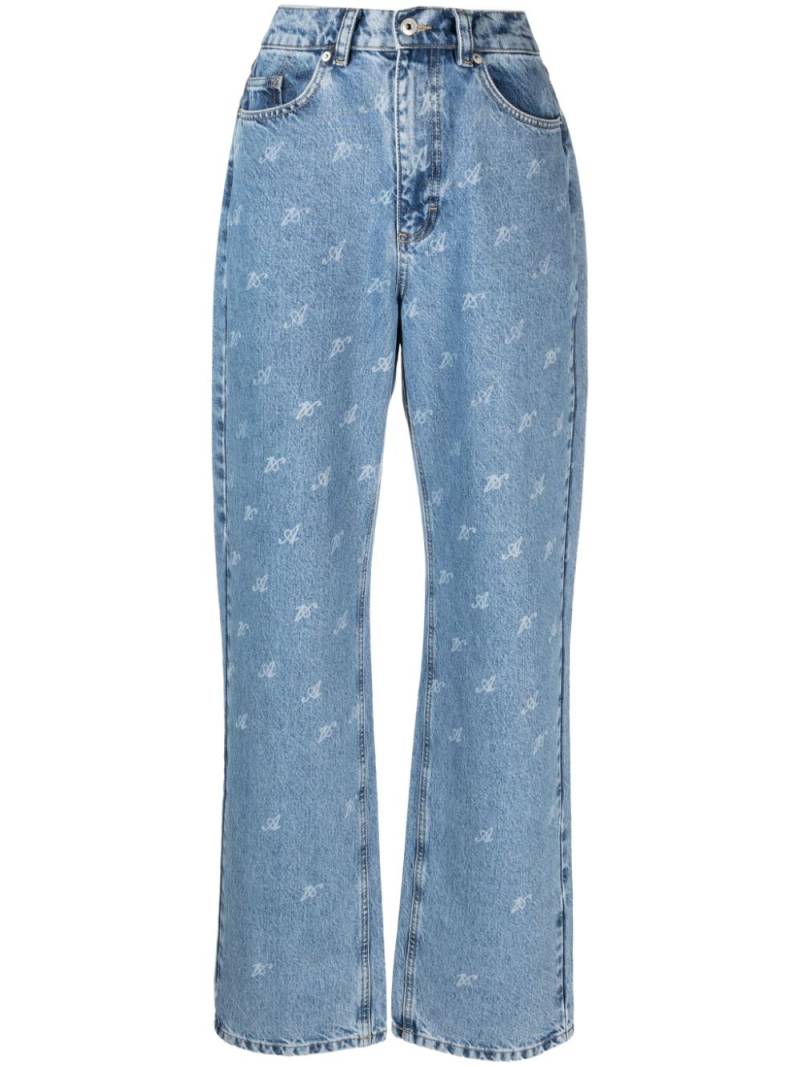 Axel Arigato initial-print straight-leg jeans - Blue von Axel Arigato