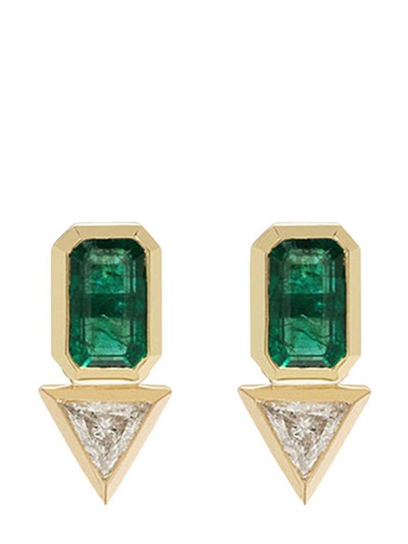 Azlee 18kt yellow gold emerald and diamond earrings von Azlee