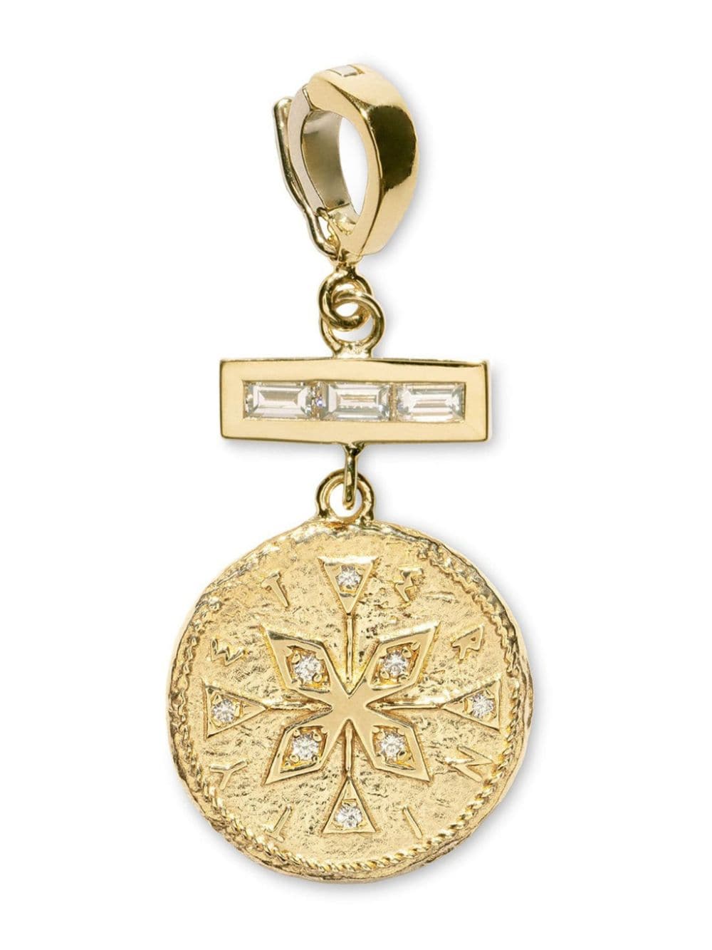 Azlee 18kt yellow gold small Compass diamond pendant charm von Azlee