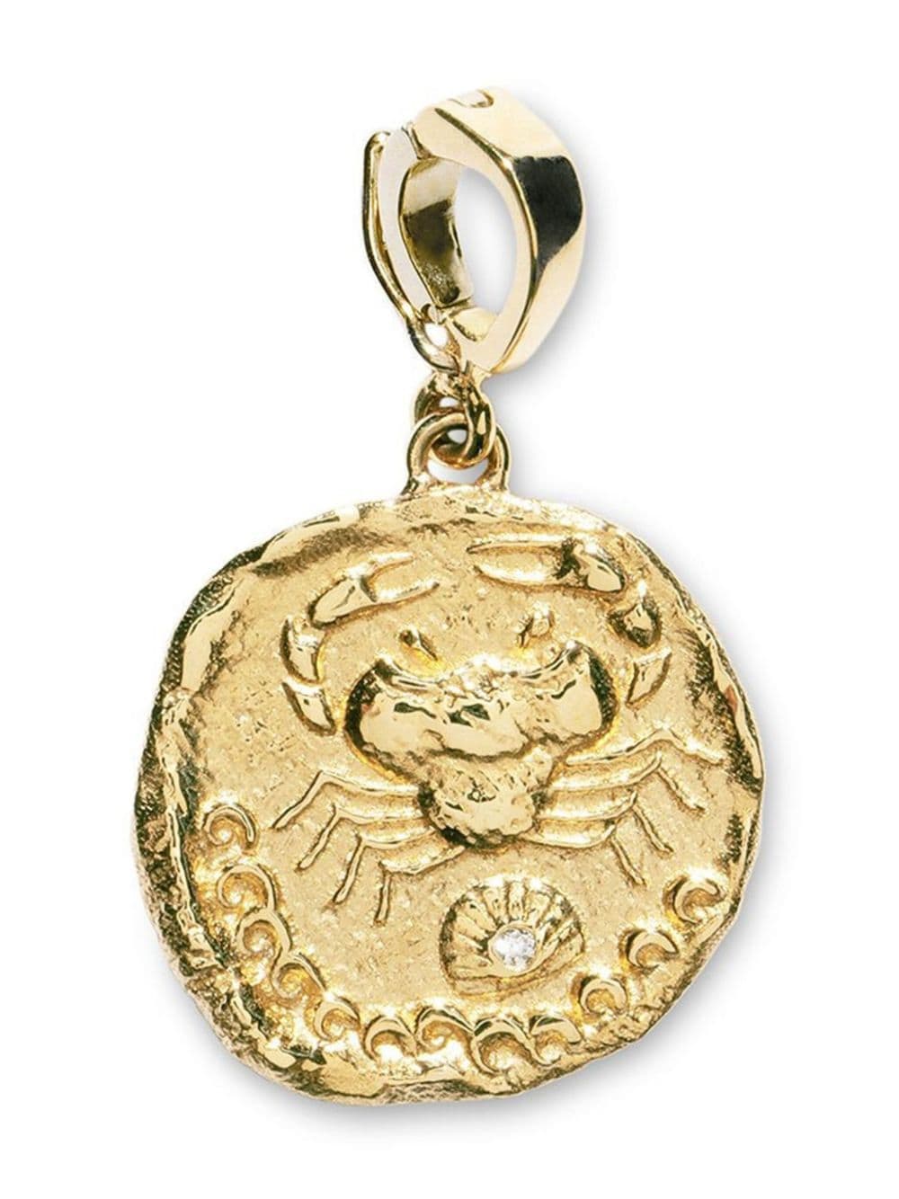 Azlee 18kt yellow gold small Karkinos Coin diamond pendant von Azlee