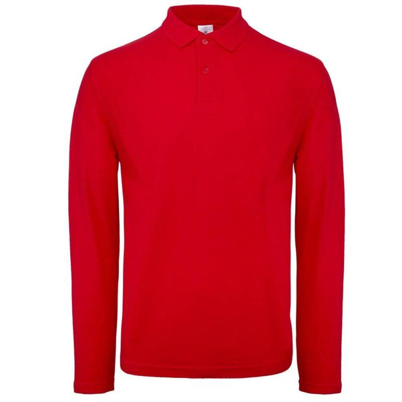 B&c Collection Poloshirt Langarm Herren Rot Bunt 4XL von B and C