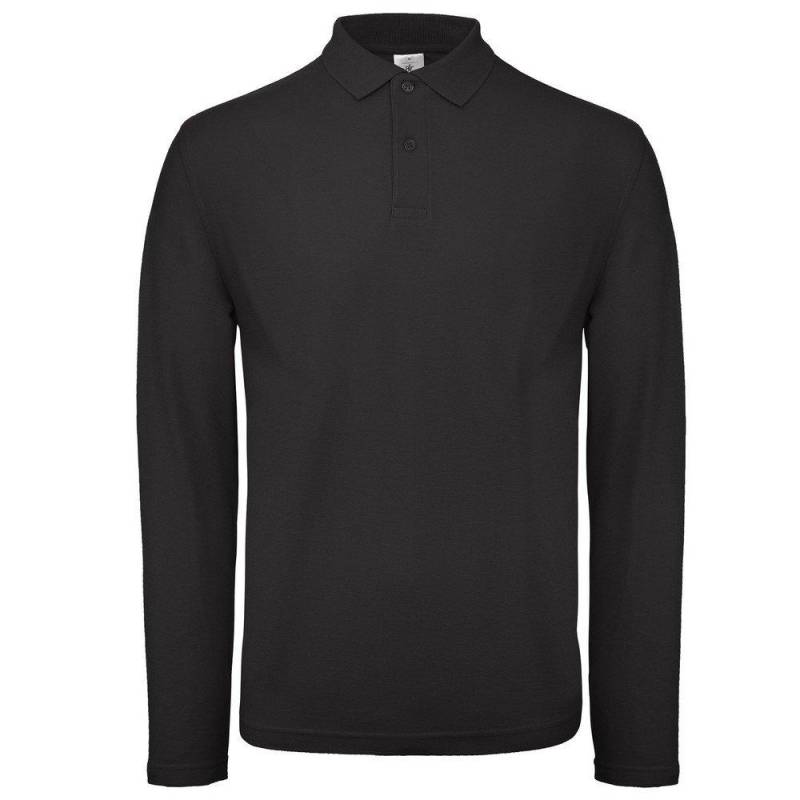 B&c Collection Poloshirt Langarm Herren Schwarz 3XL von B and C