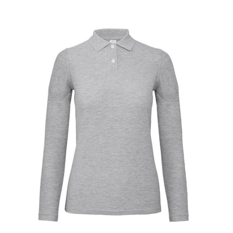 B&c Id.001 Poloshirt, Langarm Damen Grau 3XL von B and C