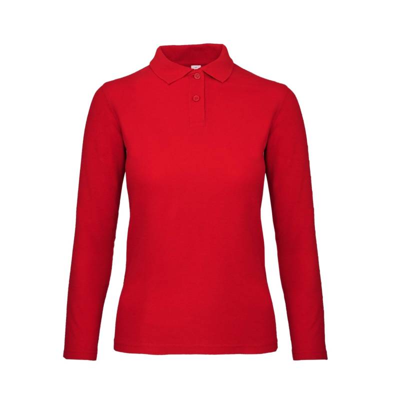 B&c Id.001 Poloshirt, Langarm Damen Purpurrot 3XL von B and C