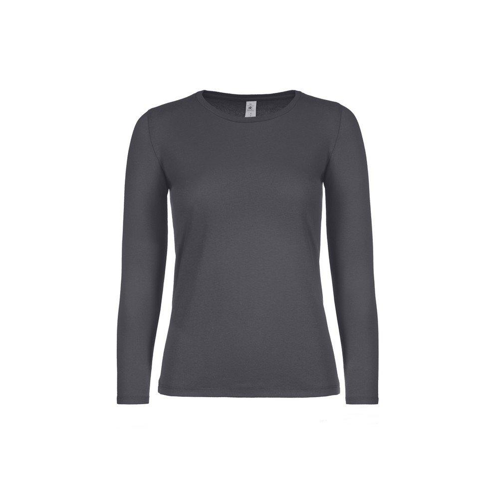 B&c Langarmshirt #e150 Damen Grau M von B and C