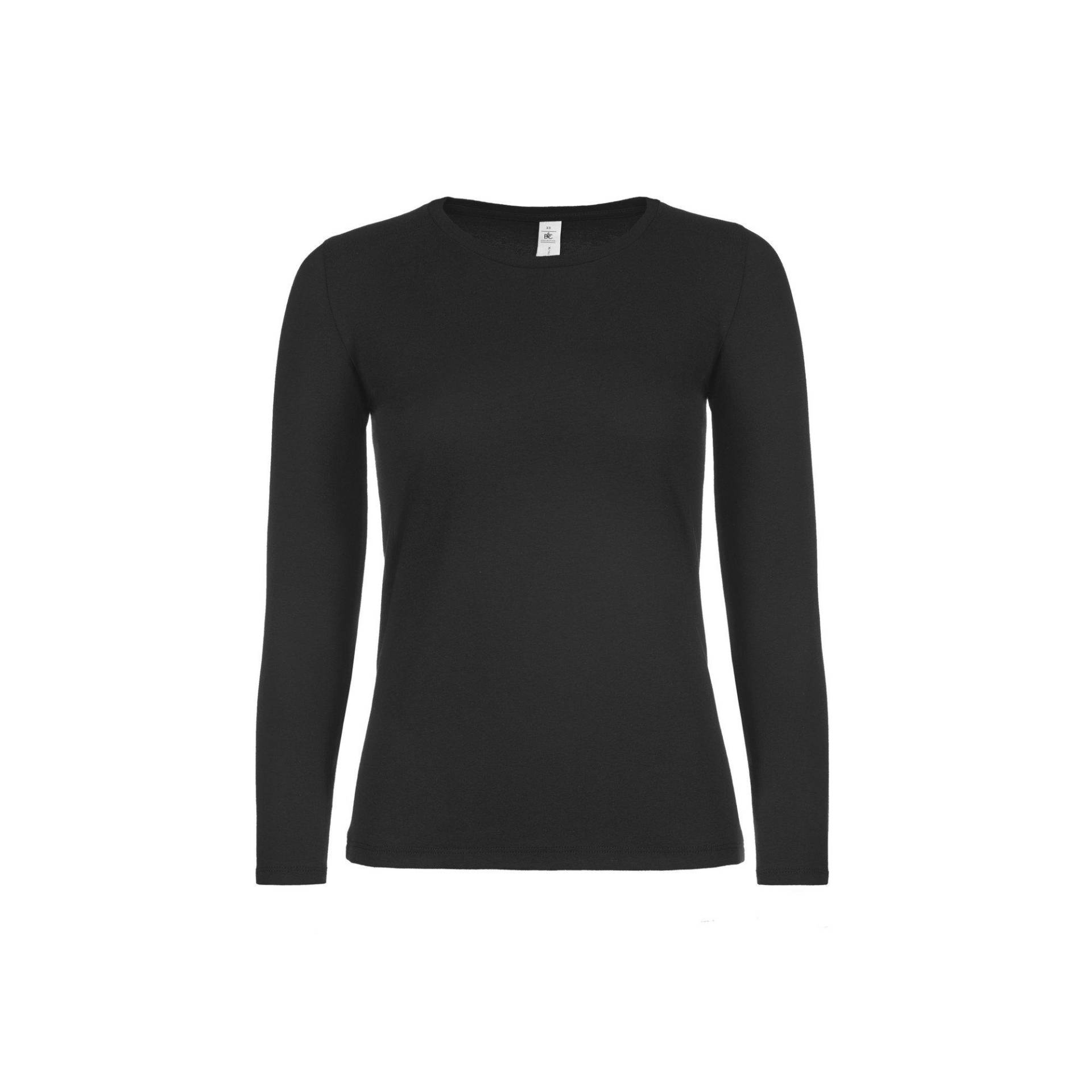 B and C - B&C Langarmshirt #E150, für Damen, Schwarz, Größe XS von B and C