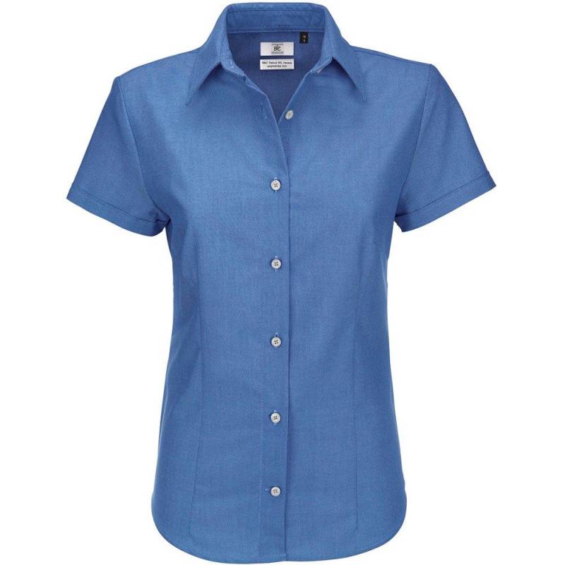 B&c Oxford Bluse, Kurzarm Damen Blau 6XL von B and C