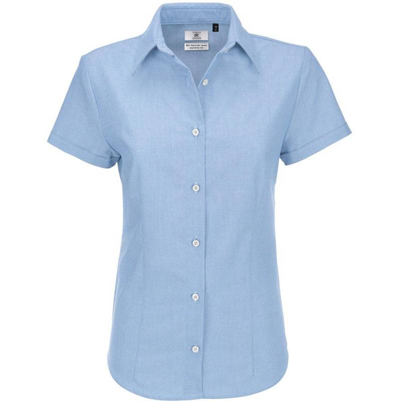 B&c Oxford Bluse, Kurzarm Damen Mittelblau 4XL von B and C