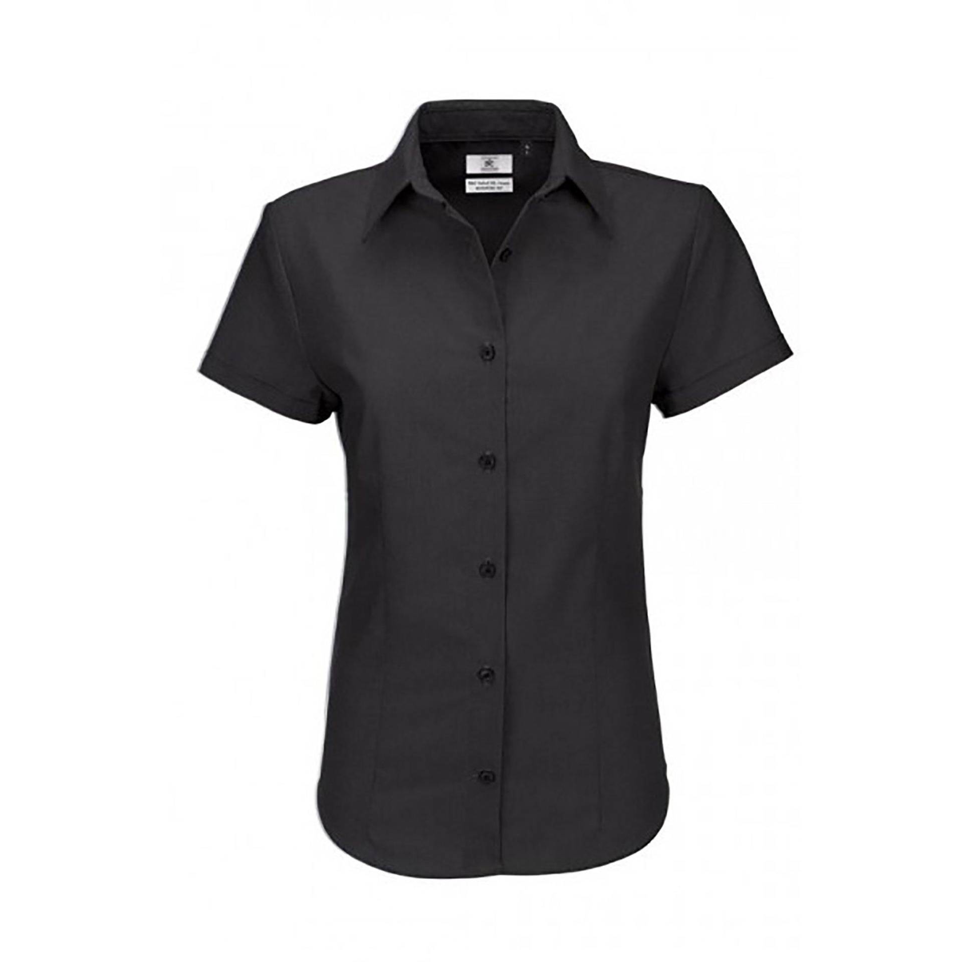 B&c Oxford Bluse, Kurzarm Damen Schwarz XXL von B and C