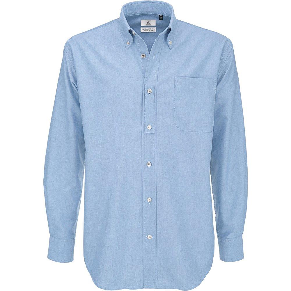 B&c Oxford Hemd, Langärmlig Herren Blau M von B and C