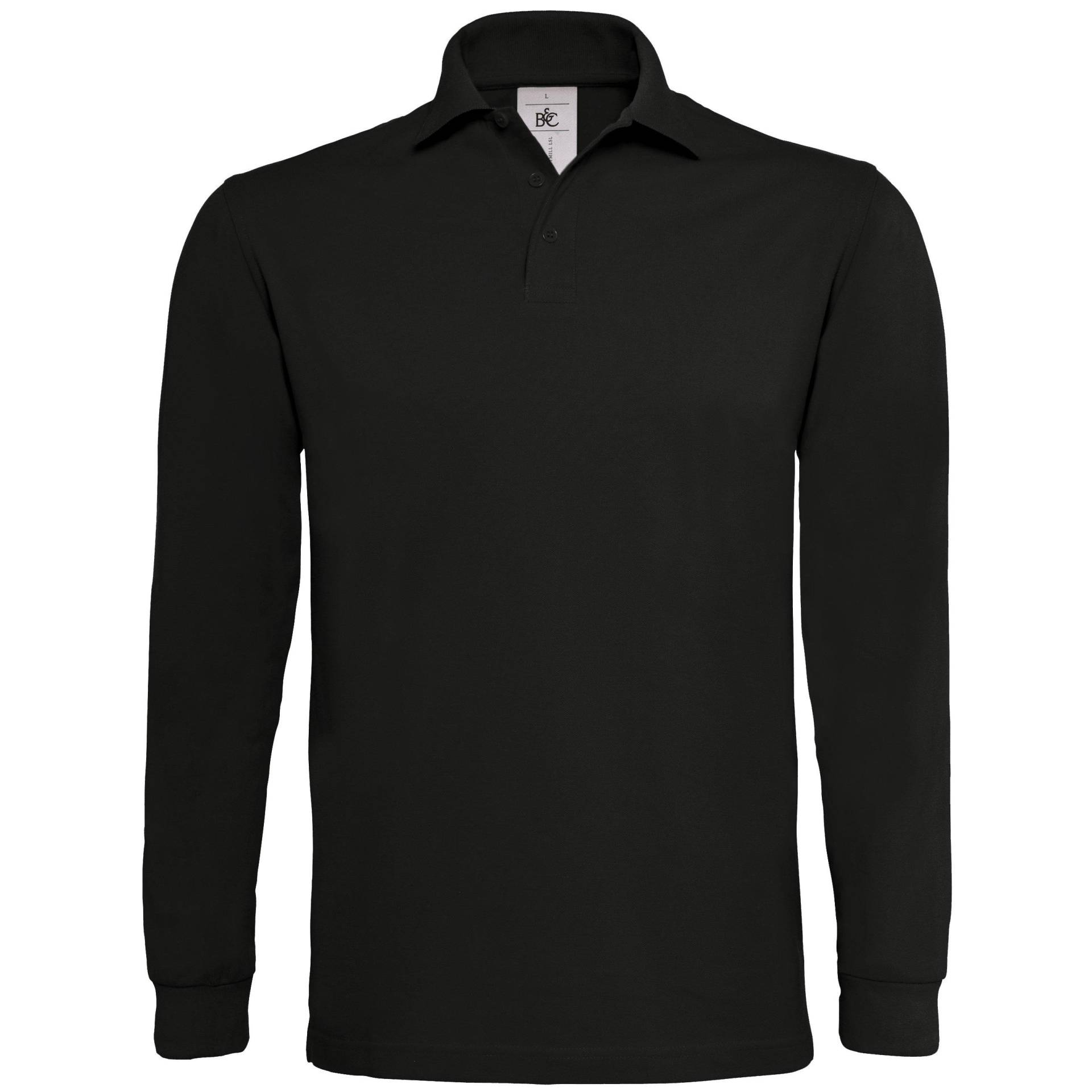 B&c Poloshirt Heavymill, Langarm Herren Schwarz M von B and C