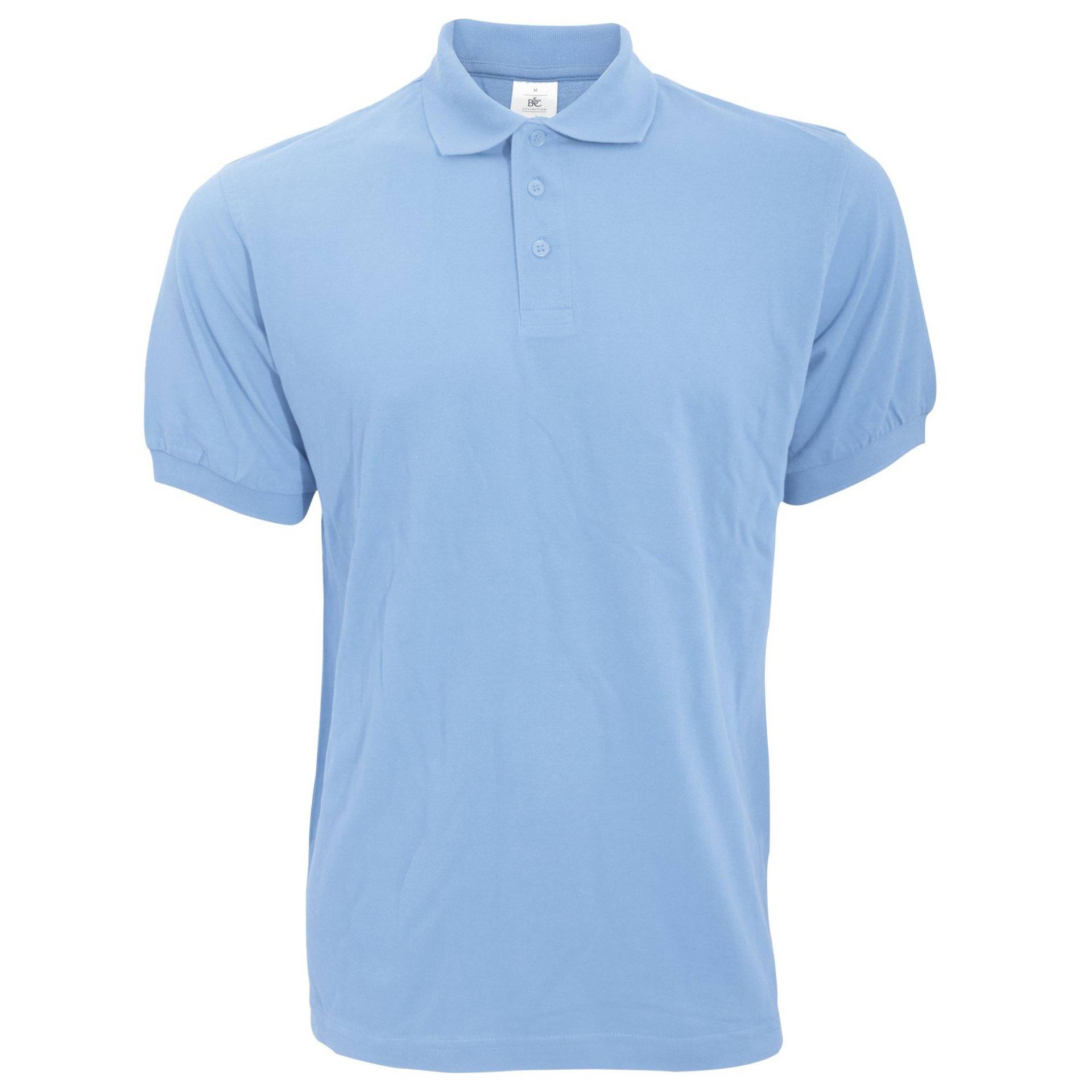 B&c Poloshirt Safran Kurzarm Herren Himmelblau XL von B and C