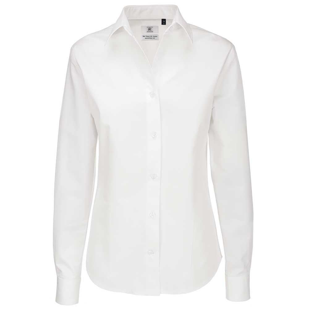 B and C - B&C Sharp Twill Langarm Bluse, für Damen, Weiss, Größe 4XL von B and C