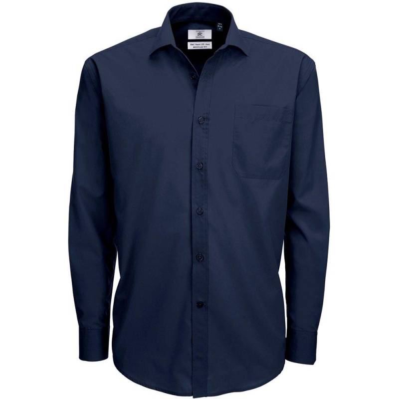 B&c Smart Poplin Hemd, Langarm Herren Marine S von B and C