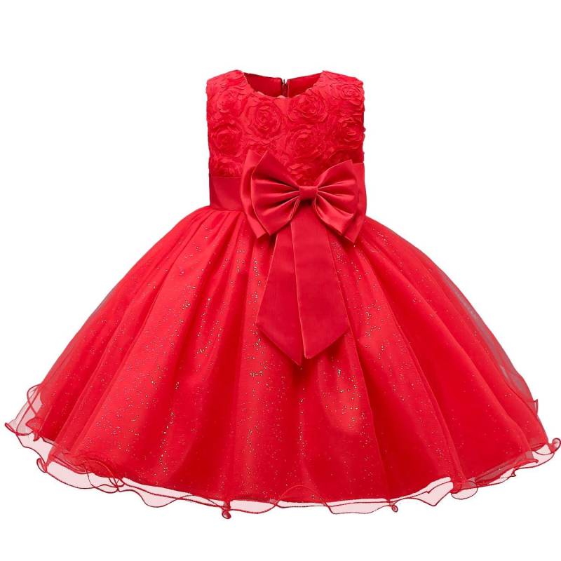 Abendkleid Mit Schleife Und Blumen - Rot Mädchen Rot Bunt 122 von B2X