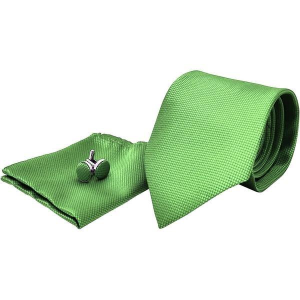 Kostümzubehör | Krawatte + Einstecktuch + Manschettenknöpfe Unisex Apfelgrün ONE SIZE von B2X