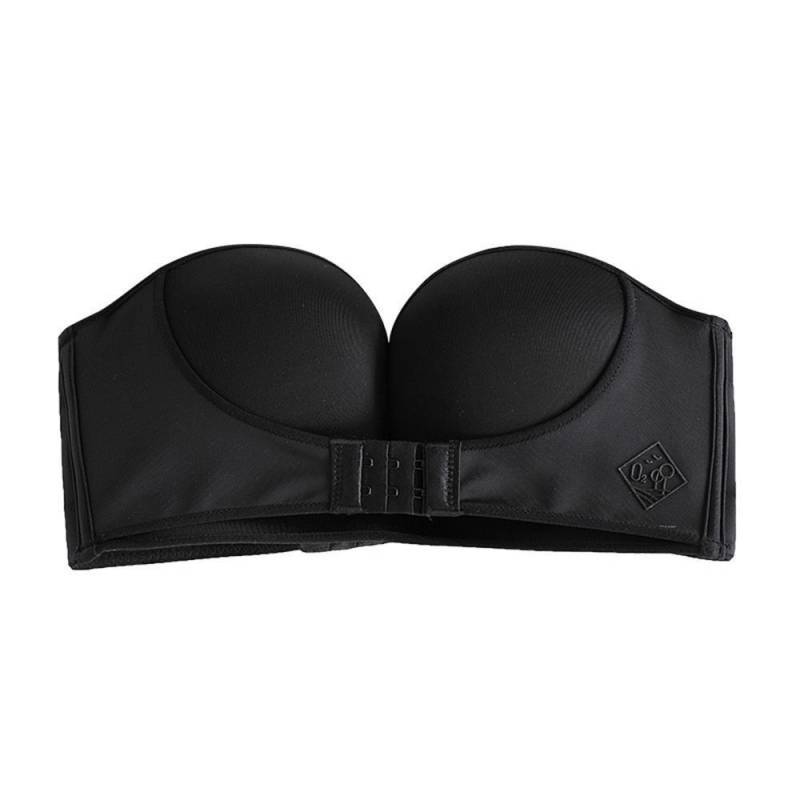 Trägerloser Push-up-bh, Zusätzliche Knopfleiste Vorne, Schwarz – 70c Damen Schwarz ONE SIZE von B2X