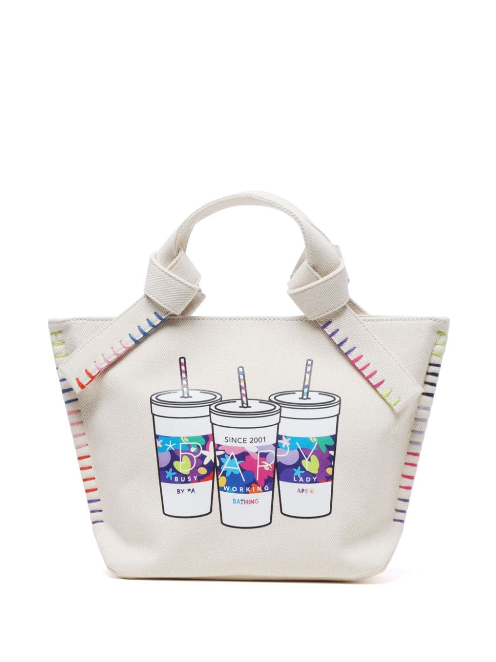 BAPY BY *A BATHING APE® contrast-stitch printed tote bag - White von BAPY BY *A BATHING APE®