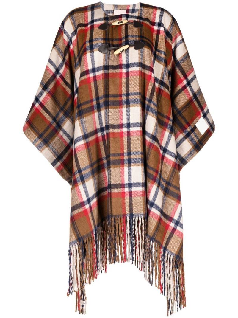 BAPY BY *A BATHING APE® fringe checkered cape - Brown von BAPY BY *A BATHING APE®