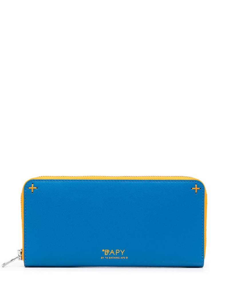 BAPY BY *A BATHING APE® two-tone zip pocket wallet - Blue von BAPY BY *A BATHING APE®