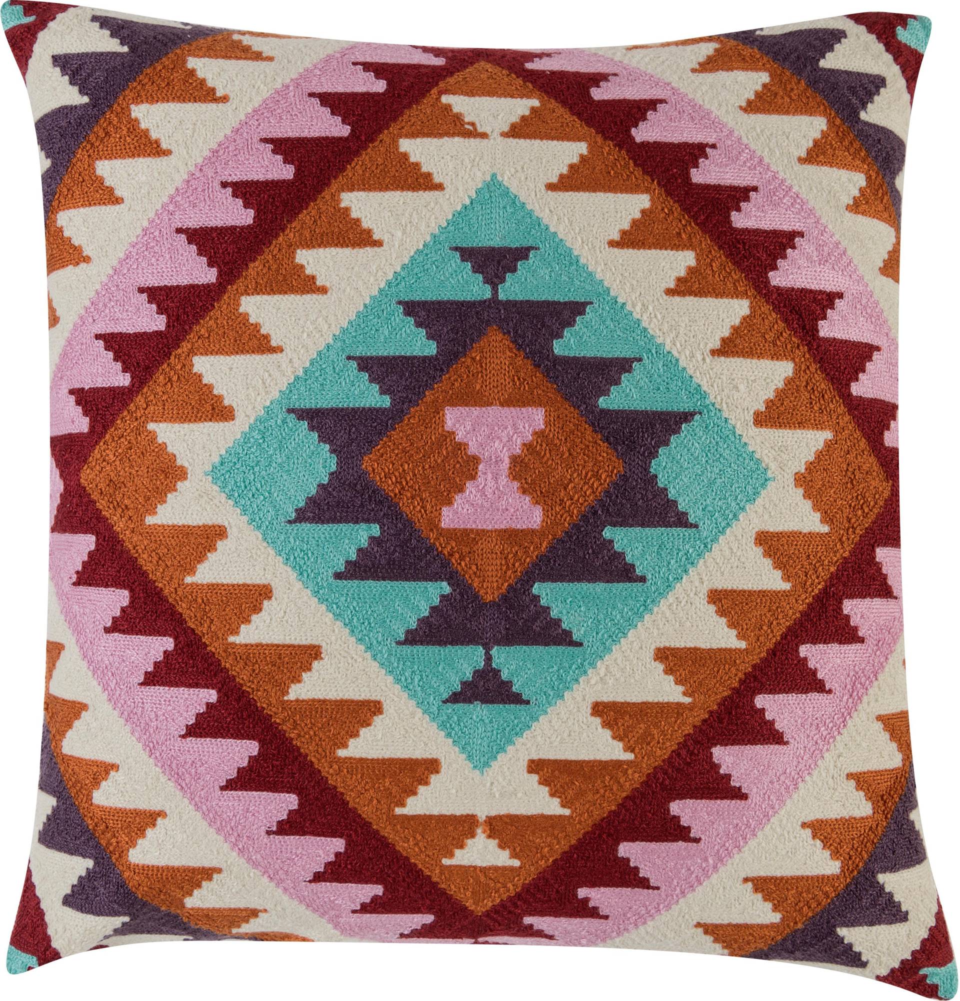 BARBARA Home Collection Dekokissen »Kelim 04 rot-bunt«, Kissenhülle aus besticktem Leinwandgewebe, 50 x 50 cm von BARBARA Home Collection