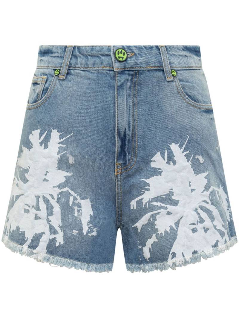 BARROW abstract-pattern print denim shorts - Blue von BARROW