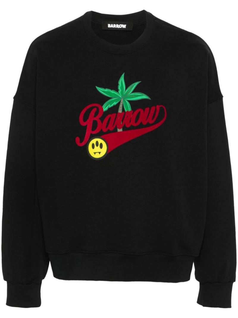 BARROW flocked-logo cotton sweatshirt - Black von BARROW