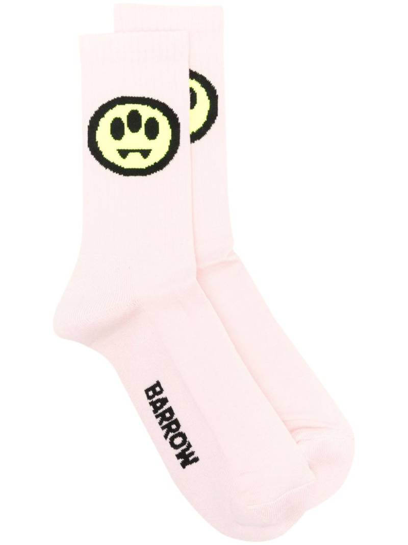 BARROW logo-intarsia ribbed socks - Pink von BARROW