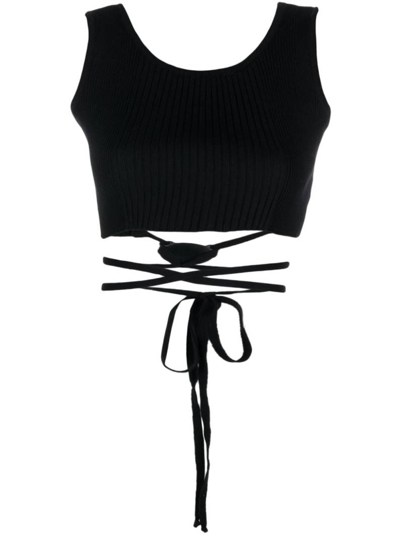 BARROW ribbed-knit strappy cropped top - Black von BARROW