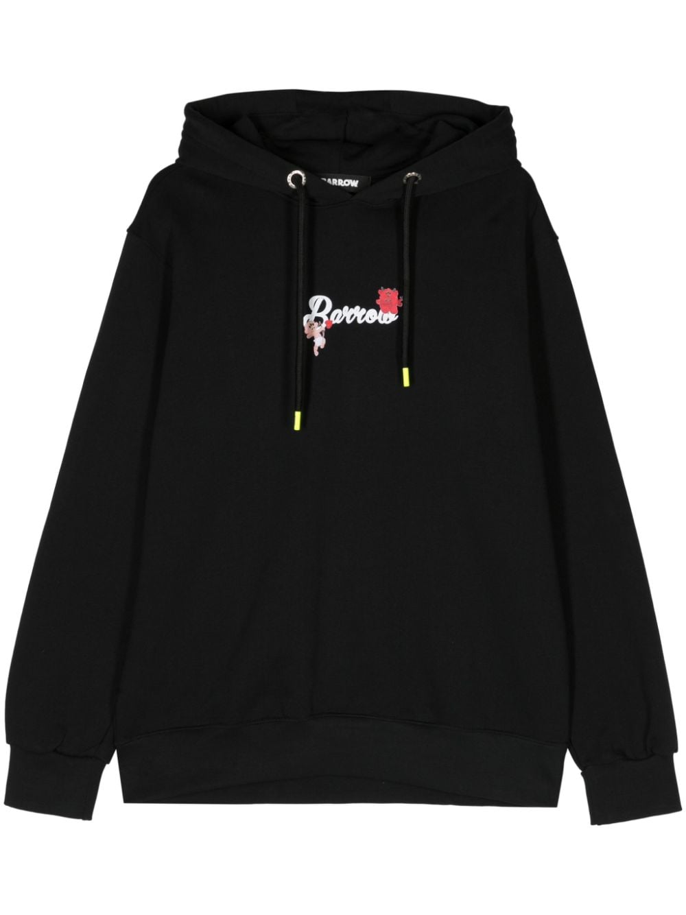 BARROW textured-prints cotton hoodie - Black von BARROW