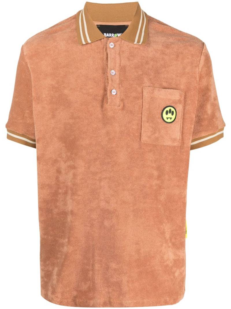 BARROW towelling-finish logo-print polo shirt - Brown von BARROW