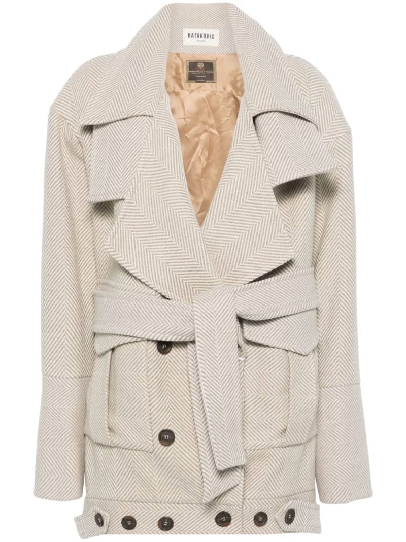 BATAKOVIC Belgrade herringbone-pattern coat - Neutrals von BATAKOVIC Belgrade