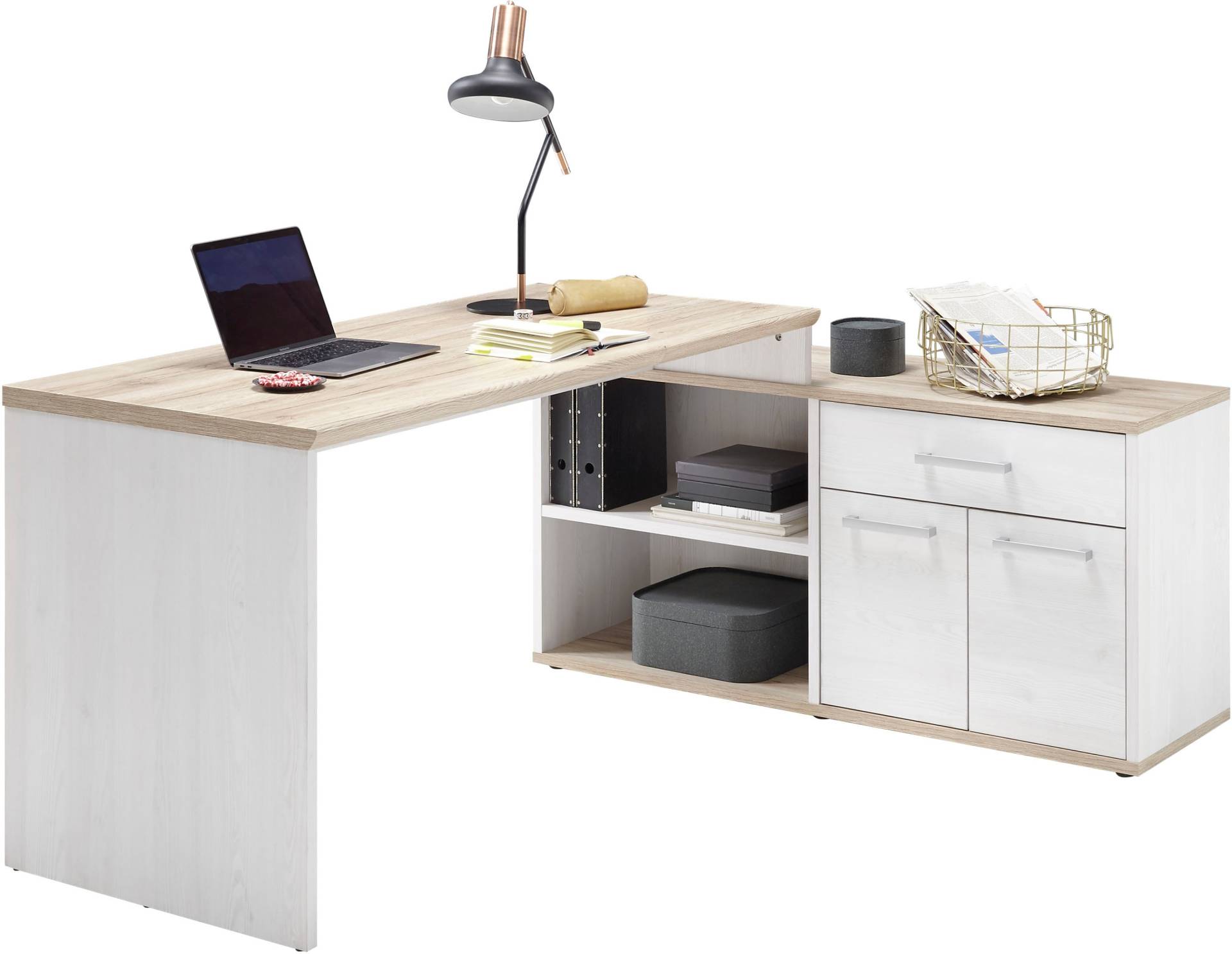 BEGA OFFICE Eckschreibtisch »Romance«, im Landhaustil, mit Sideboard, 140x130 cm von BEGA OFFICE