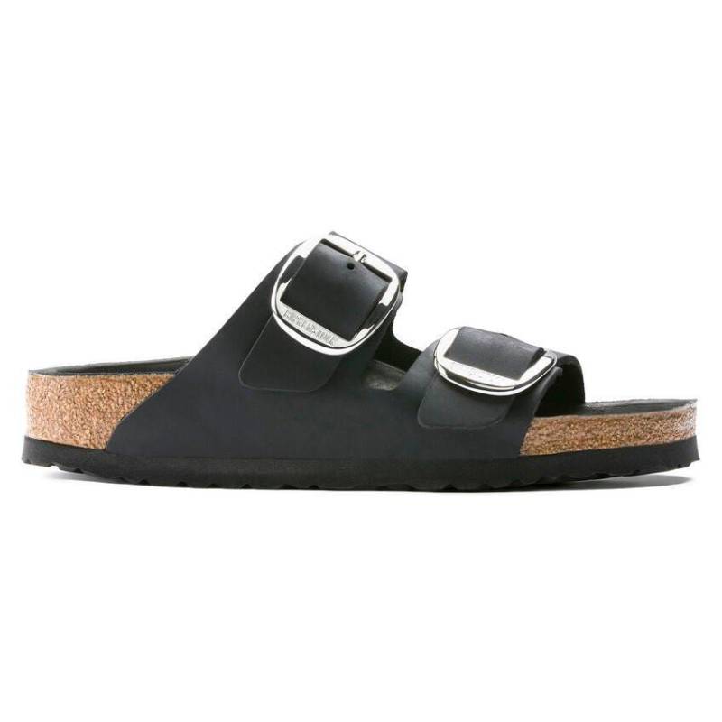 Arizona Big Buckle - Nubuk Sandale Damen Schwarz 36 von BIRKENSTOCK