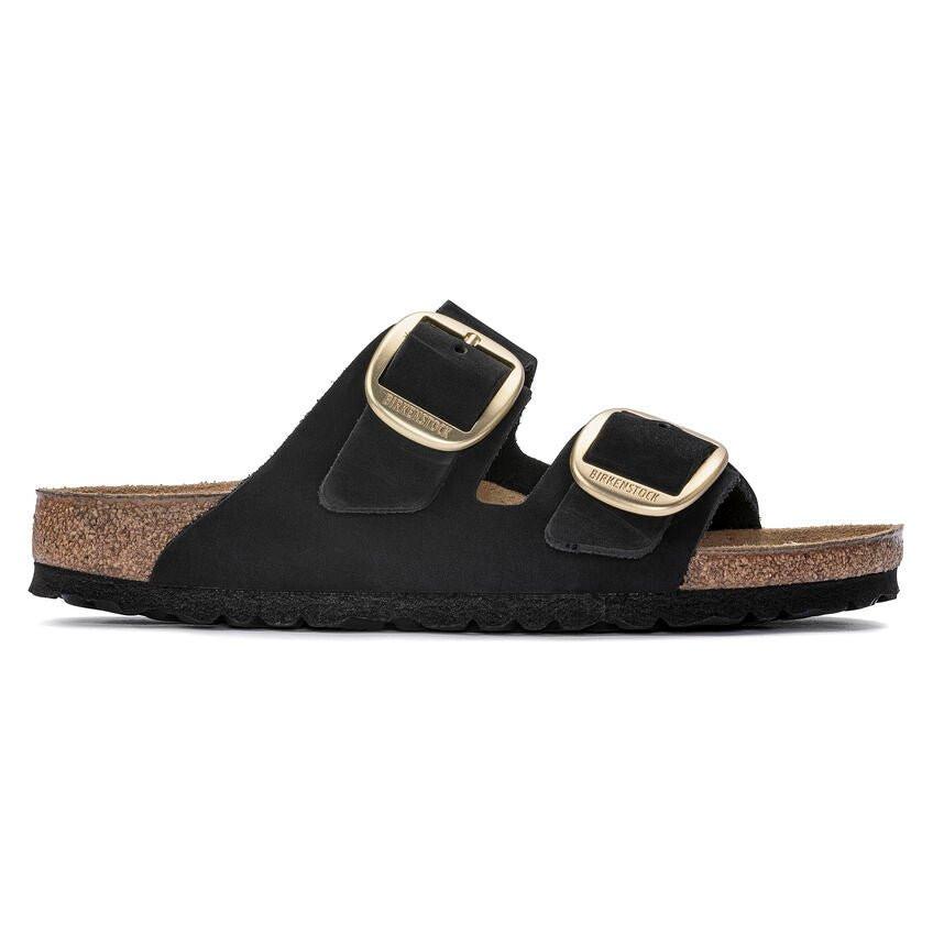 Arizona Big Buckle - Nubuk Sandale Damen Schwarz 35 von BIRKENSTOCK