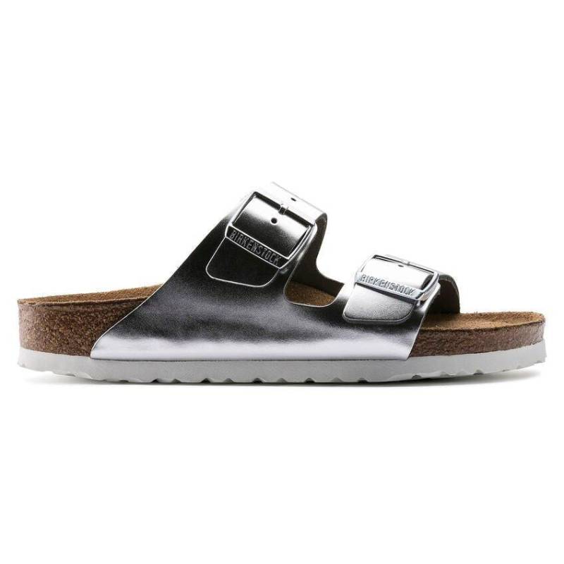 Arizona Bs - Leder Sandale Damen Silber 35 von BIRKENSTOCK