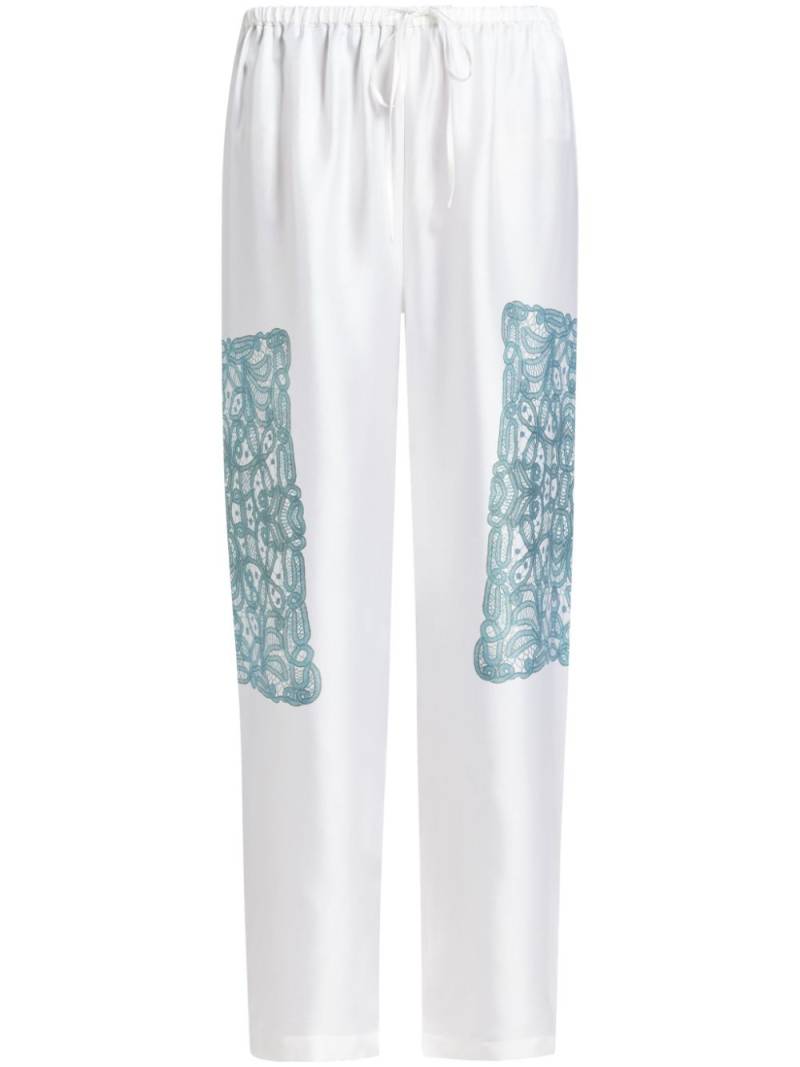 BITE Studios lace-print silk trousers - White von BITE Studios