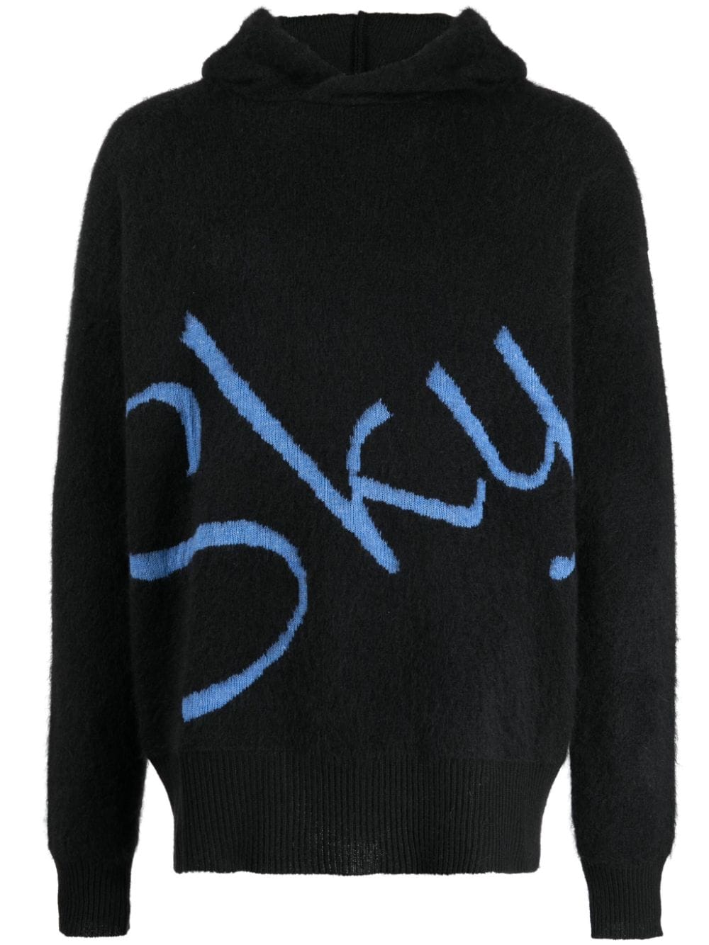 BLUE SKY INN logo-jacquard knitted hoodie - Black von BLUE SKY INN
