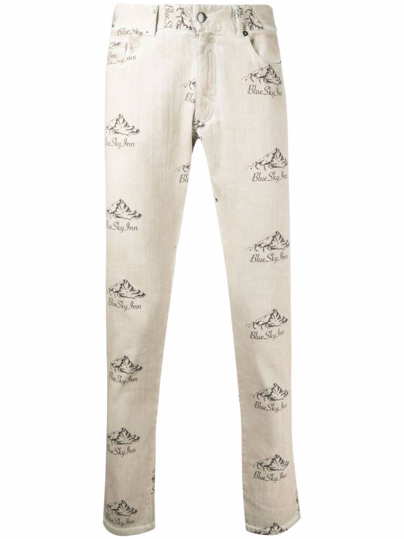 BLUE SKY INN logo print trousers - Neutrals von BLUE SKY INN