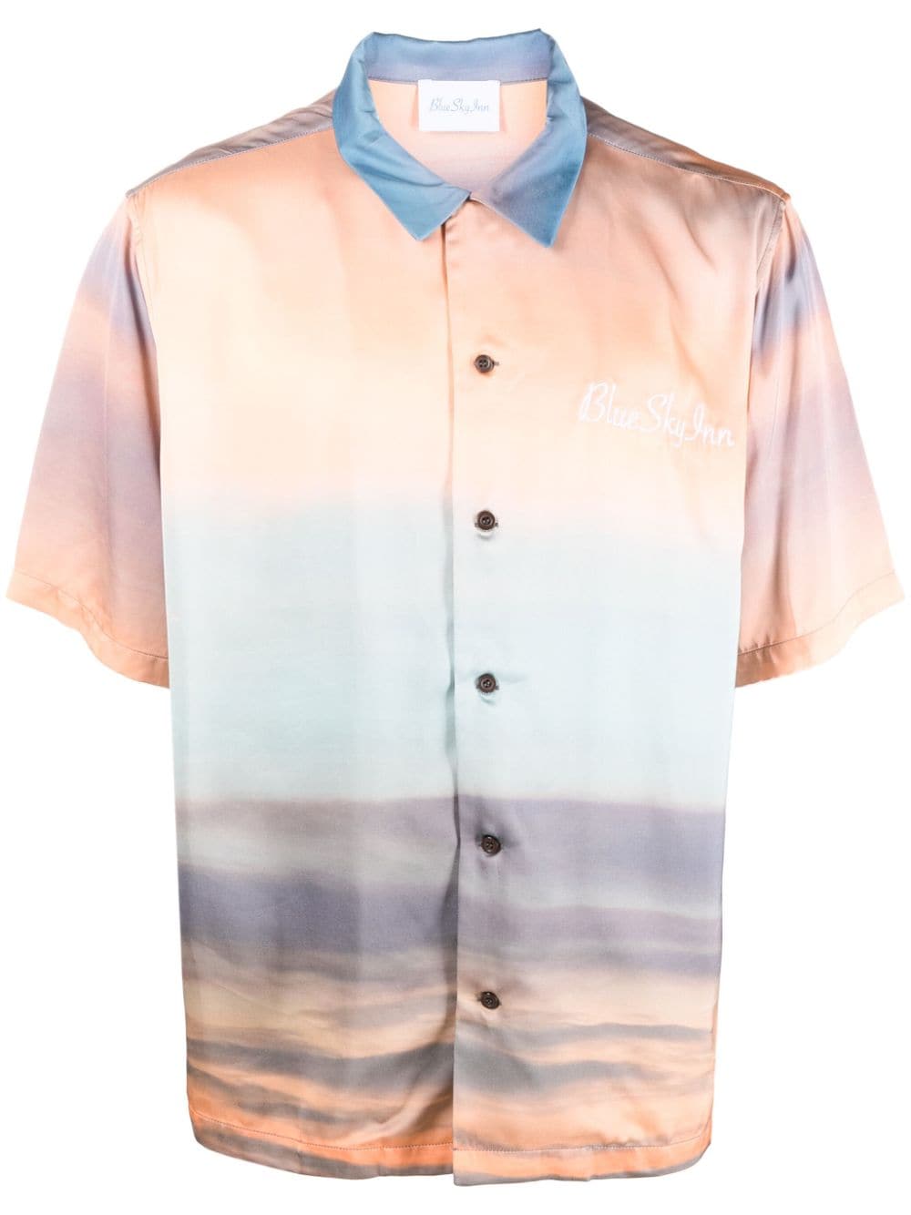 BLUE SKY INN sunrise-print short-sleeve satin shirt - Orange von BLUE SKY INN