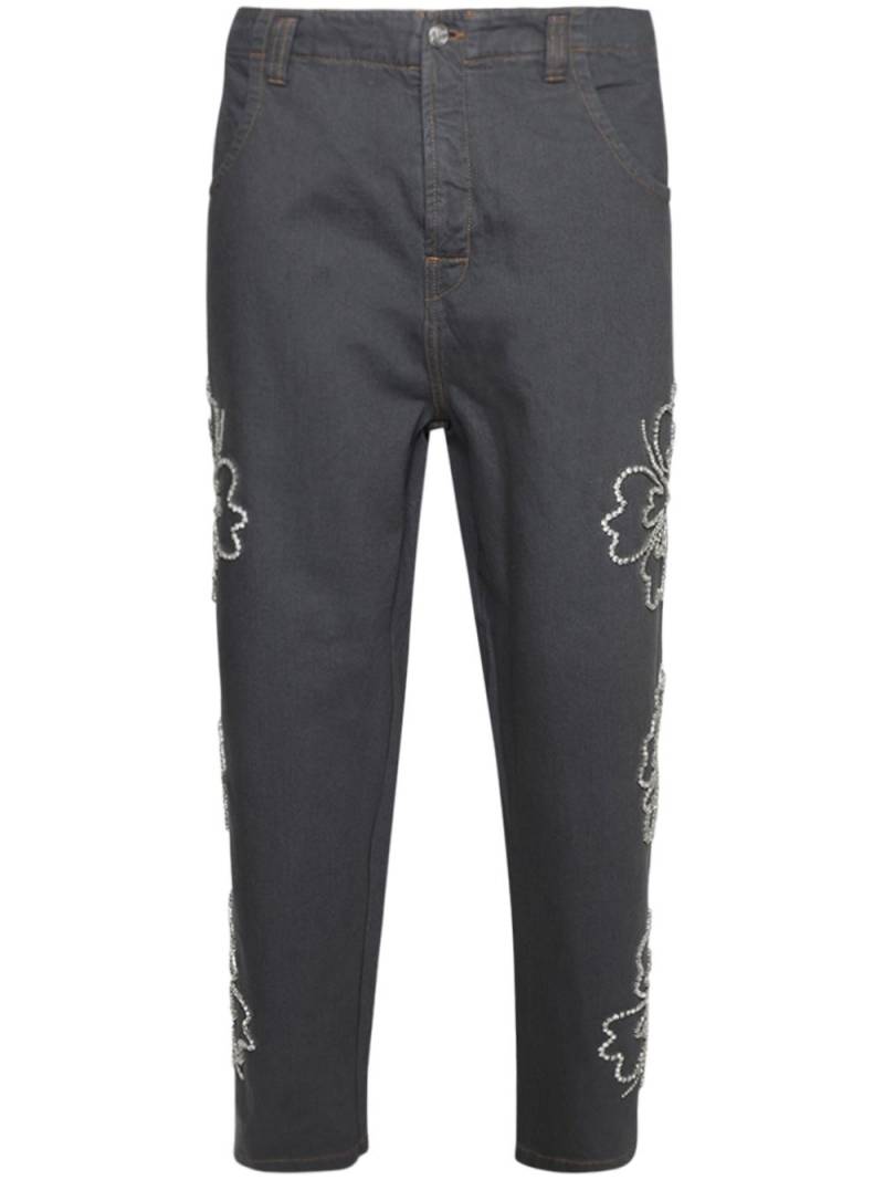 BLUEMARBLE Hibiscus embroidered jeans - Grey von BLUEMARBLE