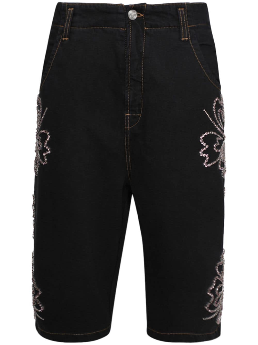 BLUEMARBLE floral-embroidered cotton shorts - Black von BLUEMARBLE