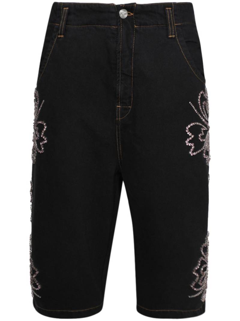 BLUEMARBLE floral-embroidered cotton shorts - Black von BLUEMARBLE