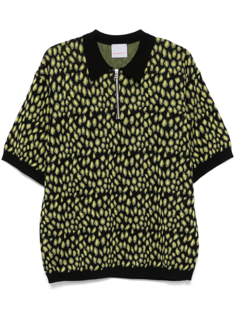 BLUEMARBLE leopard-jacquard polo shirt - Black von BLUEMARBLE